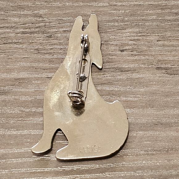 Vintage Alpaca Silver & Abalone Howling Wolf Brooch Pin - Picture 2 of 6